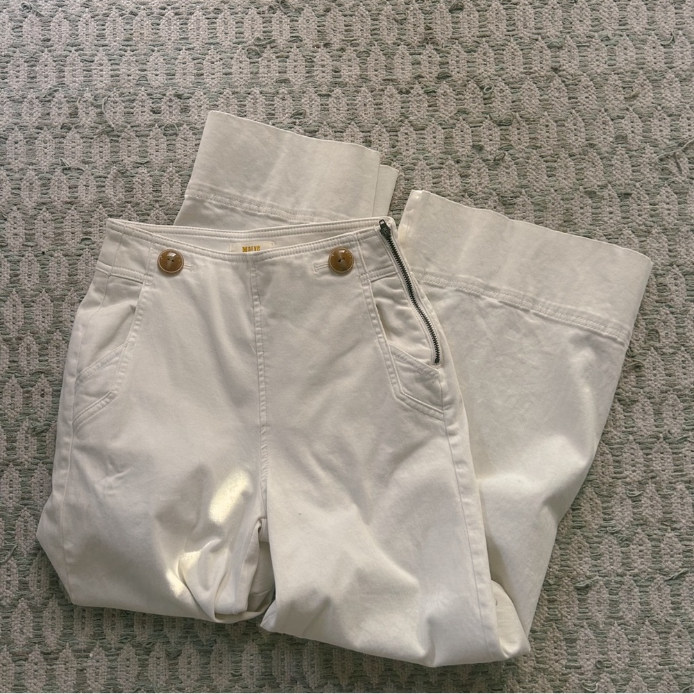 Anthropologie Maeve Cream Trousers